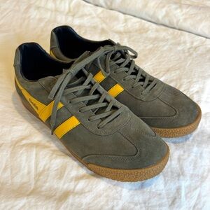 Gola Olive Suede Men's Sneakers with Yellow Stripe size 11.5